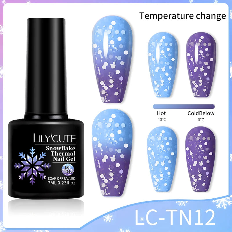 LILYCUTE Thermal Gel Nail Polish 3-layers Color Changing Effect Gel Varnishes All For Manicure Long Lasting Nails Art UV Gel