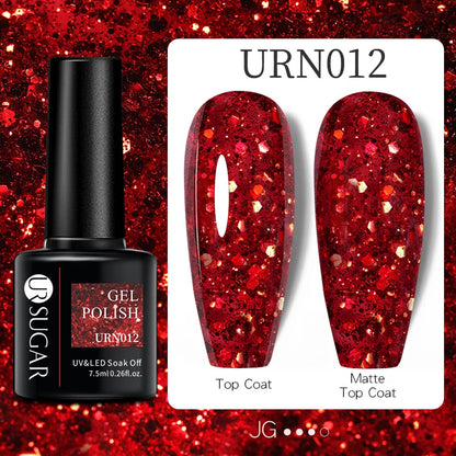 UR SUGAR 7.5ml Glitter UV Gel Nail Polish Glitter Sequins Soak Off UV Gel Varnish Colorful Nail Gel Polish DIY Nail Art Polish