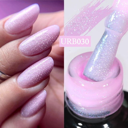 UR SUGAR 7ml Nude Pink Glitter Rubber Base Gel Polish Sparking Sequins Semi Permanent Soak Off Nail Art Varnish All For Manicure