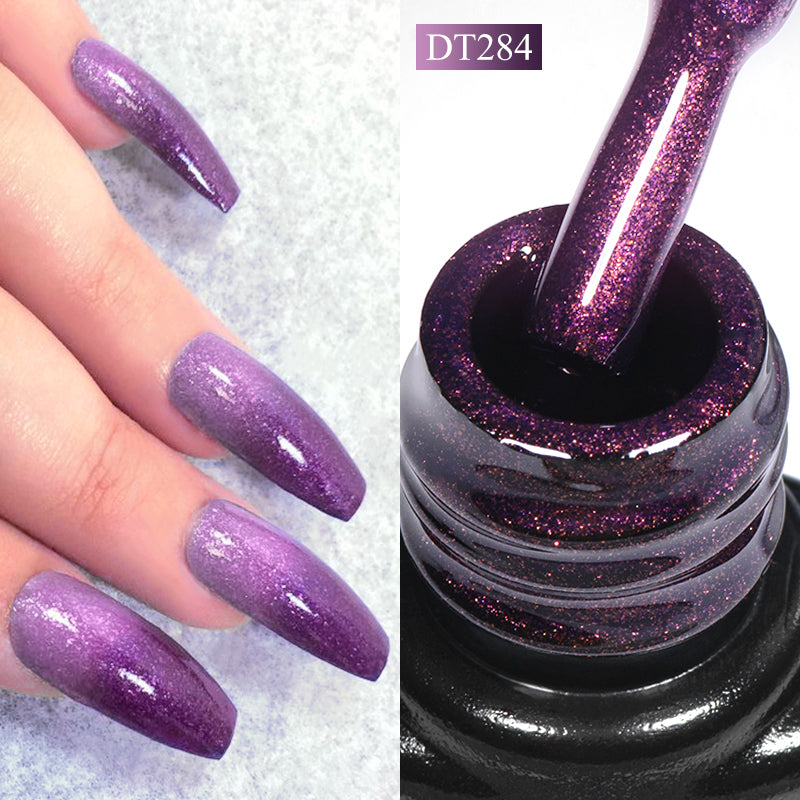 MEET ACROSS Autumn Winter Thermal Color Changing Gel Nail Polish Nude Brown 3-layers Color Changing Nail Art UV Gel Varnish 7ml