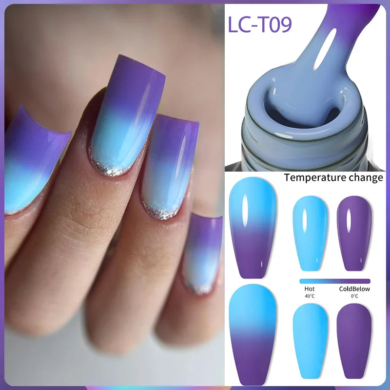 LILYCUTE Thermal Gel Nail Polish 3-layers Color Changing Effect Gel Varnishes All For Manicure Long Lasting Nails Art UV Gel