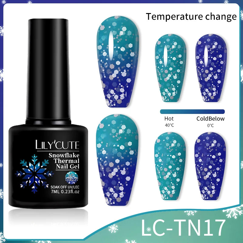 LILYCUTE Thermal Gel Nail Polish 3-layers Color Changing Effect Gel Varnishes All For Manicure Long Lasting Nails Art UV Gel