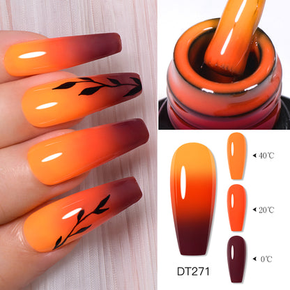 MEET ACROSS Autumn Winter Thermal Color Changing Gel Nail Polish Nude Brown 3-layers Color Changing Nail Art UV Gel Varnish 7ml