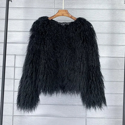 Women Fashion Faux Fur Coats Vintage Solid Loose Warm Flurry Coats Autumn Winter Lady Fashion Thick Streetwear Fur Jacket
