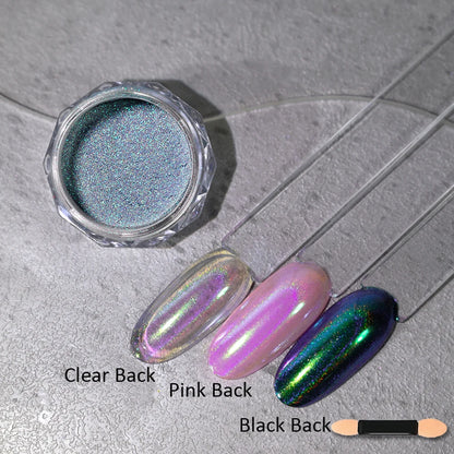 10g/Bottle Pearls White Nail Pigment Glitter Aurora Nail Powder Purple Chrome Glitter Pigment Dust UV Manicure Dip Powder