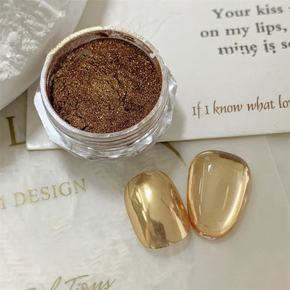 10g/Bottle Pearls White Nail Pigment Glitter Aurora Nail Powder Purple Chrome Glitter Pigment Dust UV Manicure Dip Powder