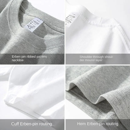 2pcs Solid Color T-shirt 100% Cotton Men Women White O-Neck Loose Short-sleeved Basic Models All-match T-shirt Couple Tops Black