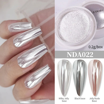NICOLE DIARY Bright White Pearl Nail Powder Moonlight Plating Mirror Aurora Effect Pigments UV Gel Polish Chrome Dust Nail Decor
