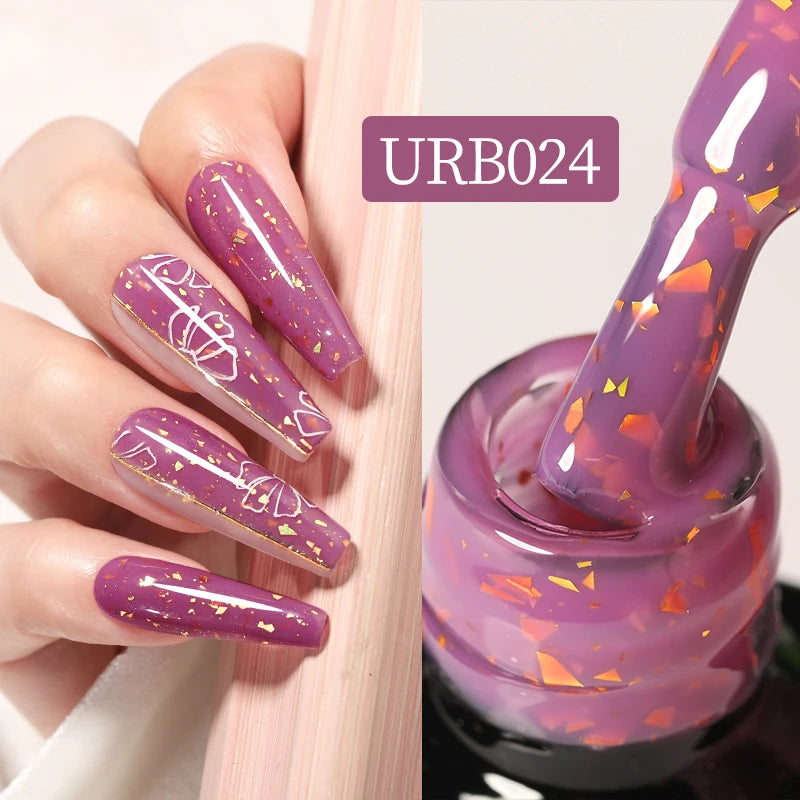 UR SUGAR 7ml Aurora Rubber Base Gel Nail Polish Sparking Glitter Chrome Semi Permanent Soak Off UV LED Nail Art Supplies Vernis