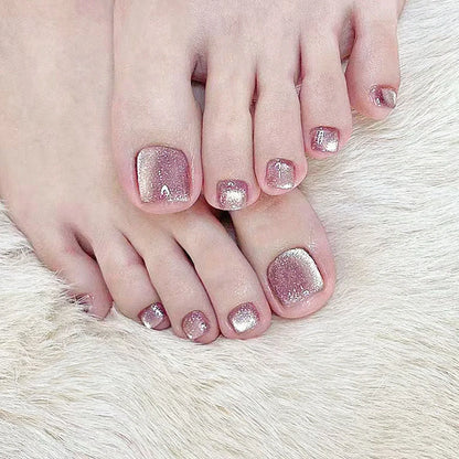 24Pcs False Toes Nails French Square Nude Color Nature Fake Toe Nails Feet Nail Tips Artificial Press On Toenails for Women 2025
