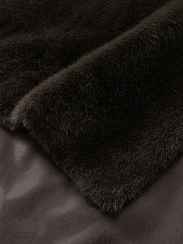 Street Faux Fur Shawl Women Fashion Turtleneck Sleeveless Crop Female Coat 2024 Autumn Winter Casual Loose Irregular Lady Coats