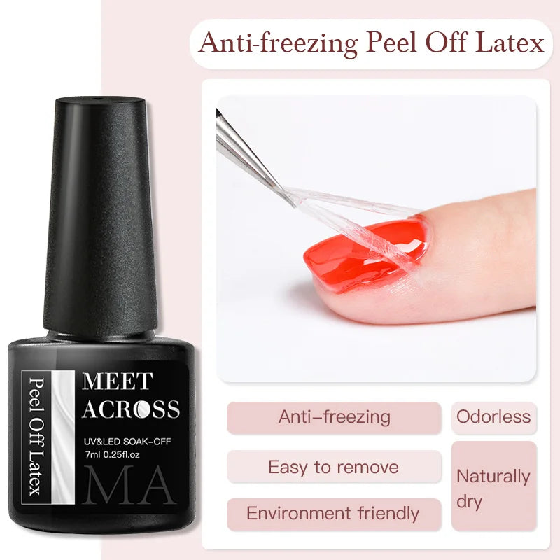 MEET ACROSS 7ml Red Gel Nail Polish Crystal Semi Permanent Soak Off UV Gel Varnish Nail Art Manicure Base Matte Top Coat Vernis