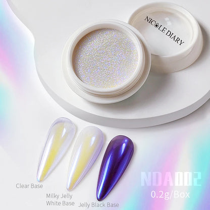 NICOLE DIARY Aurora Nail Powder White Chrome Pigment Pearl Rubbing Dust Mirror Effect Nail Art Glitter Manicure Nail Accessories