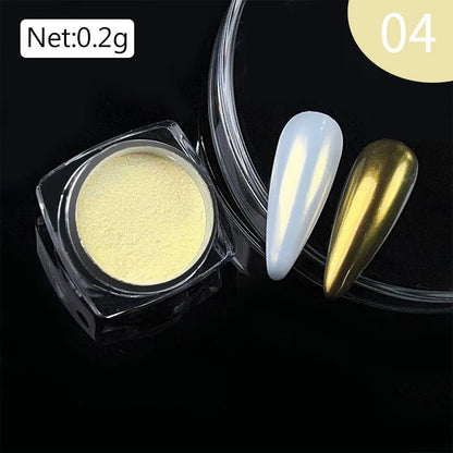 NICOLE DIARY Aurora Nail Powder Chrome Pigment Pearl Metallic Rubbing Dust Chameleon Effect Nail Art Glitter Manicure Decoration