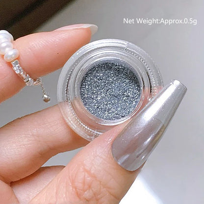 NICOLE DIARY Aurora Nail Powder White Chrome Pigment Pearl Rubbing Dust Mirror Effect Nail Art Glitter Manicure Nail Accessories