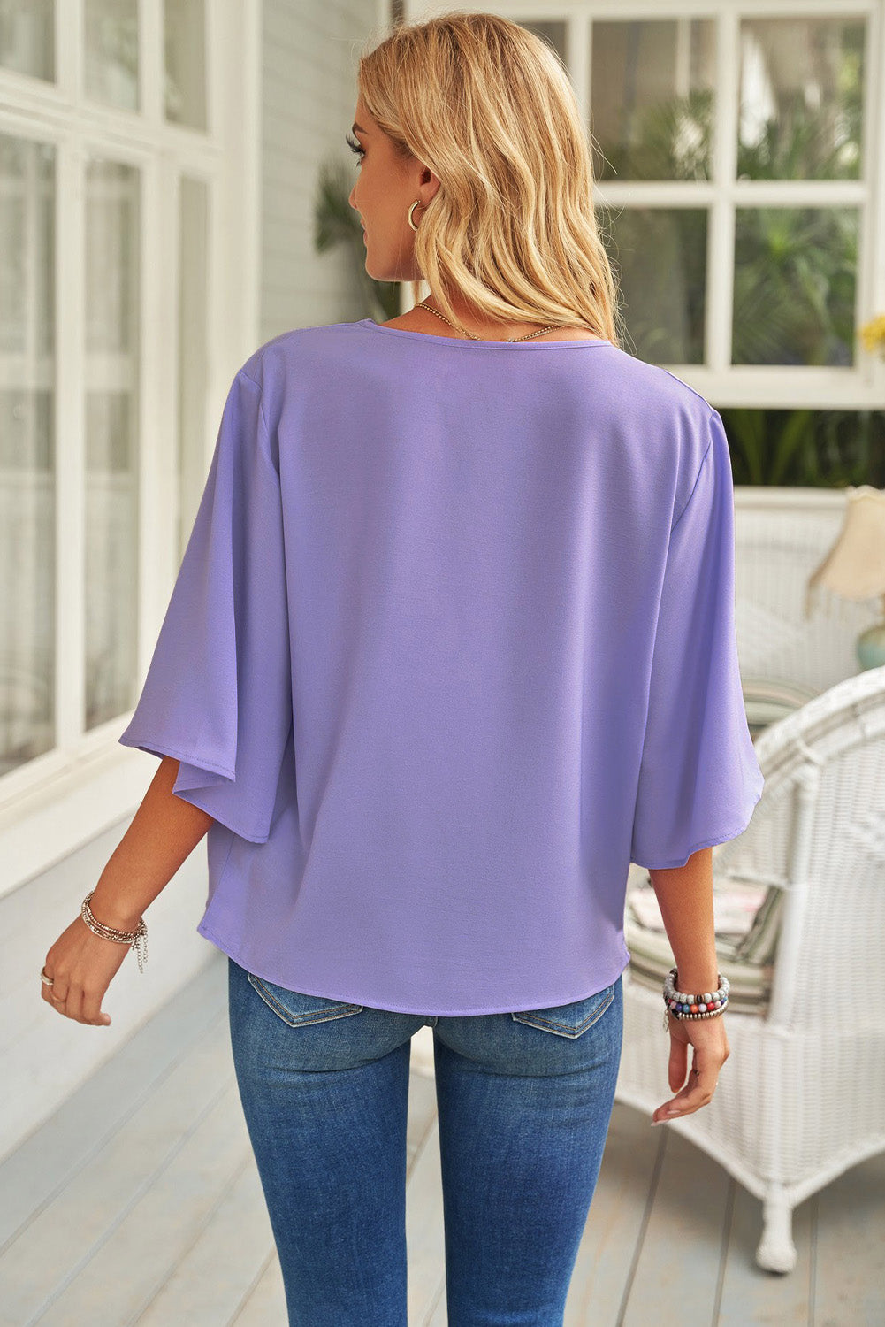 Short Sleeve Draped Blouse