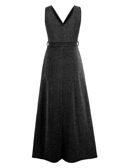 Slit Surplice Tie Waist Sleeveless Dress