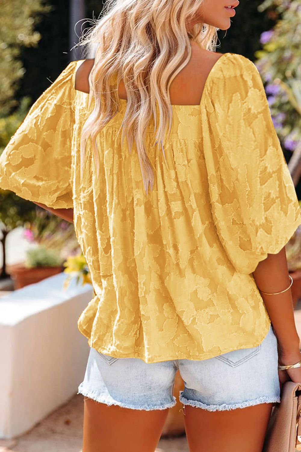 Square Neck Puff Sleeve Blouse