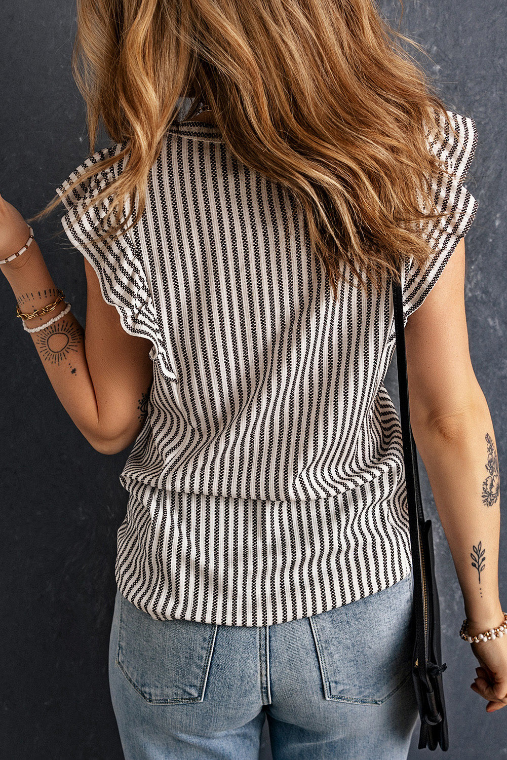 Striped Flutter Sleeve Tank