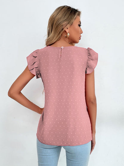 Swiss Dot Cap Sleeve Blouse