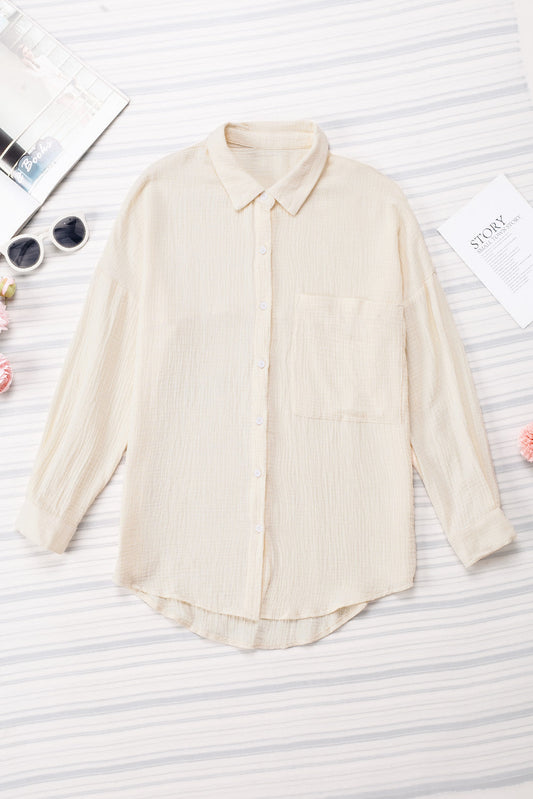 Textured Pocketed Button Up Shirt