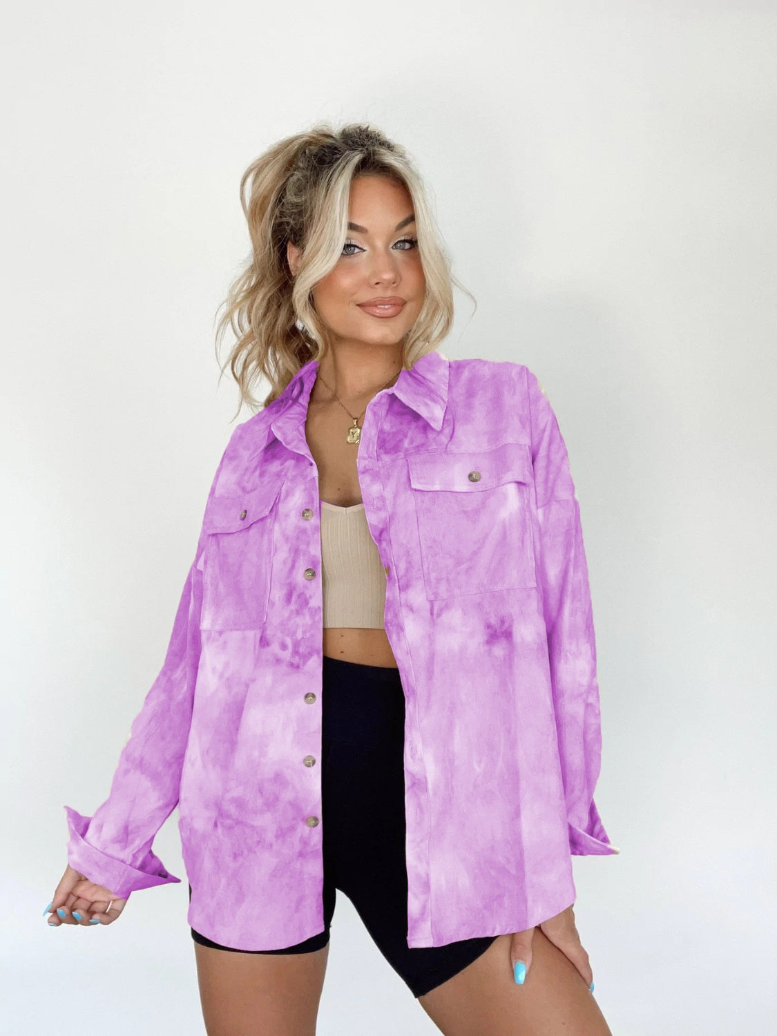 Tie-Dye Button Up Long Sleeve Shirt