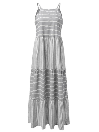 Tiered Striped Sleeveless Cami Dress