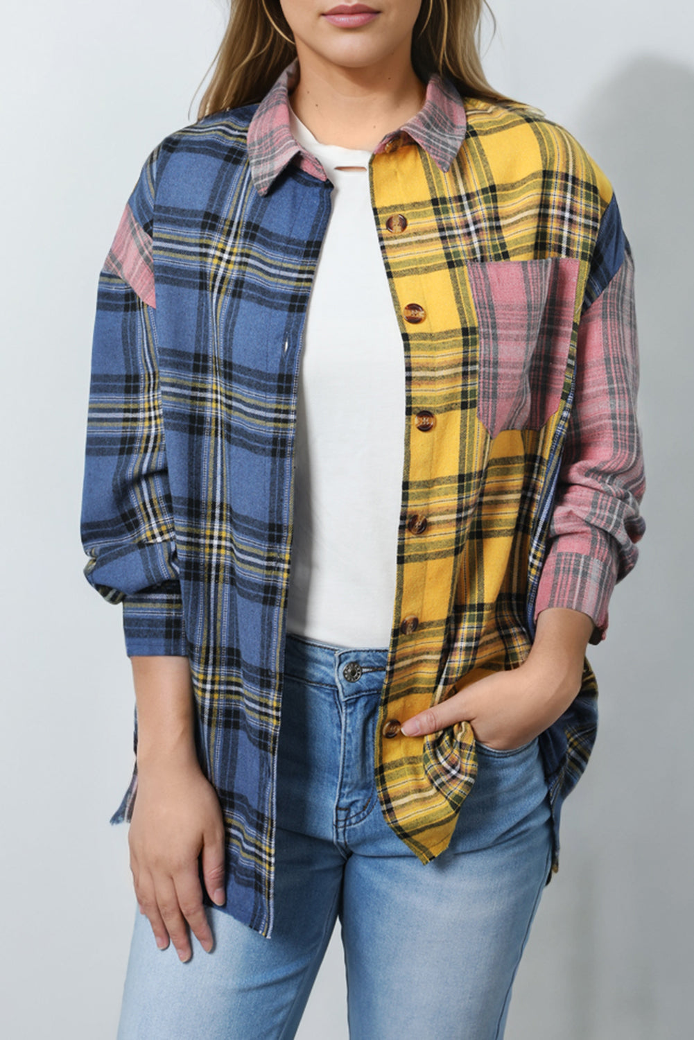 Tricolor Plaid Shirt