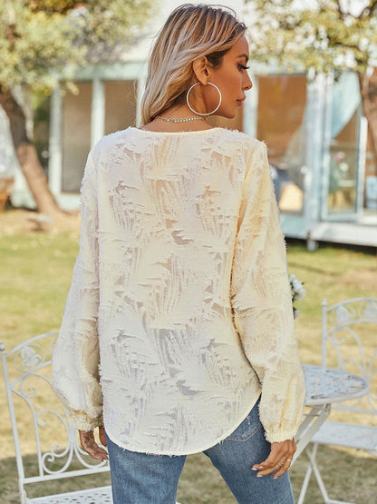 V-Neck Long Sleeve Blouse