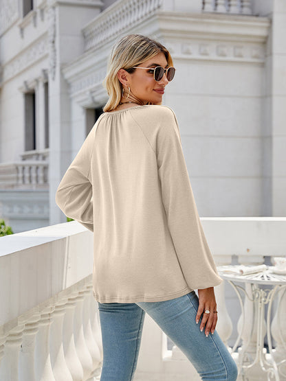 V-Neck Long Sleeve Blouse