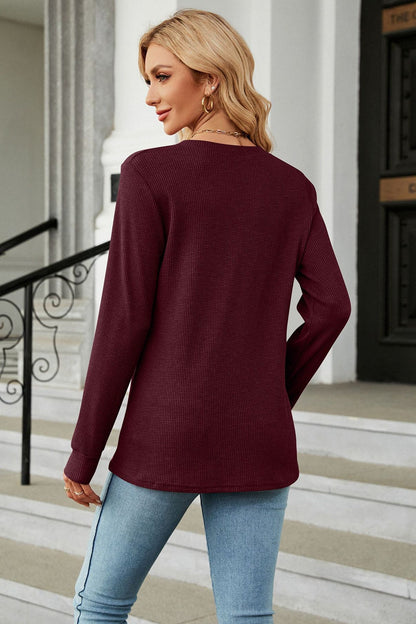 V-Neck Long Sleeve Blouse