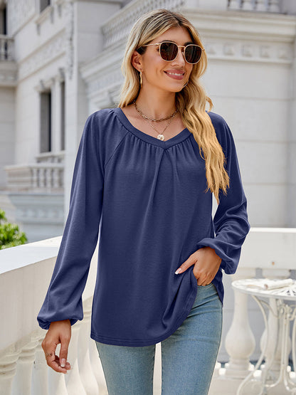 V-Neck Long Sleeve Blouse