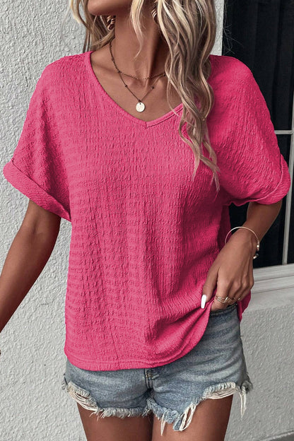 V-Neck Short Sleeve Blouse