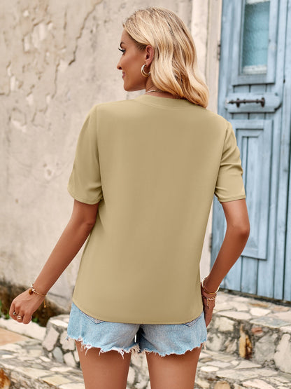 V-Neck Short Sleeve Blouse