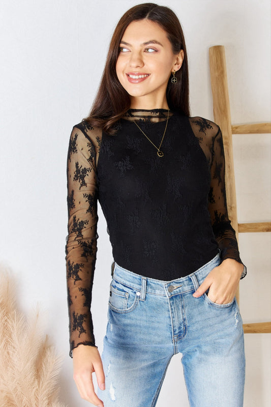 Zenana Lace See-Through Layering Top