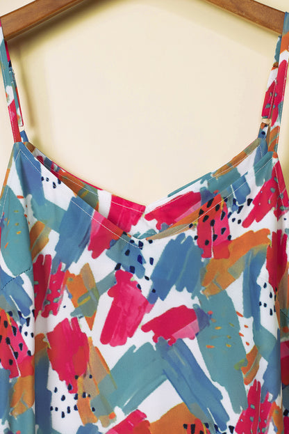 Printed V-Neck Spaghetti Strap Dress