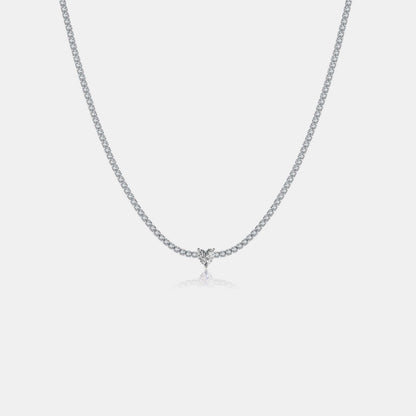 Inlaid Zircon Heart 925 Sterling Silver Necklace