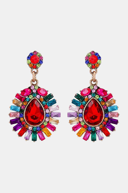Teardrop Shape Glass Stone Dangle Earrings