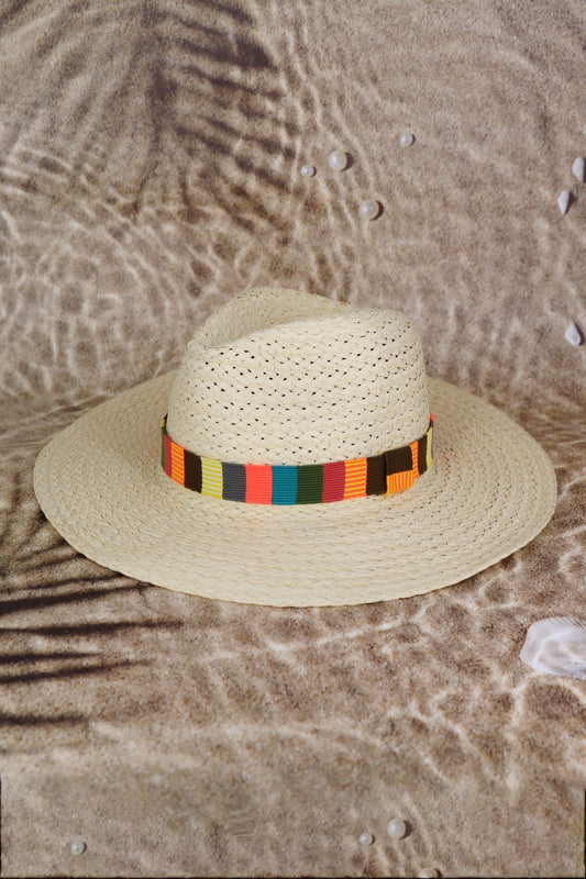 Fame Contrast Wide Brim Straw Hat