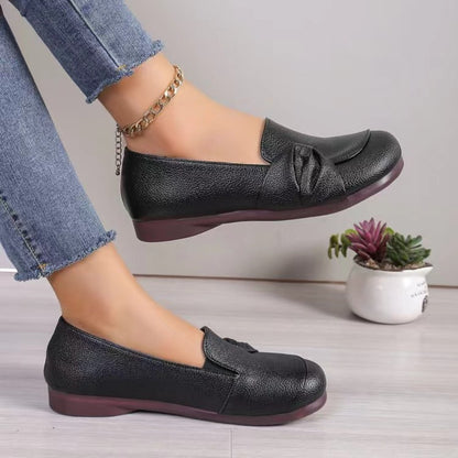 PU Leather Knot Trim Loafers