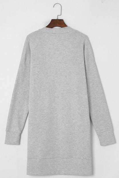 Light Gray Thermal Waffle Knit Pocketed Cardigan
