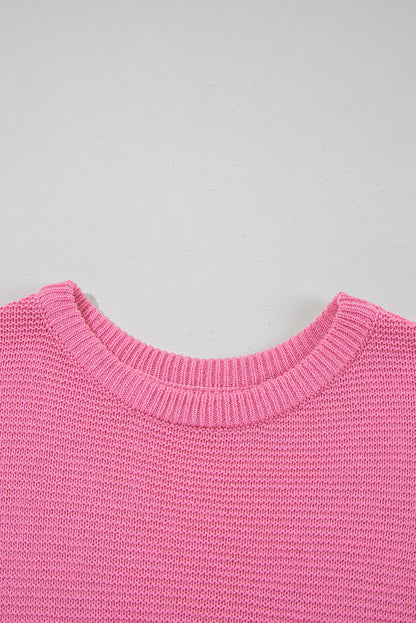 Sachet Pink Solid Color Sweater Tee with Side Slits