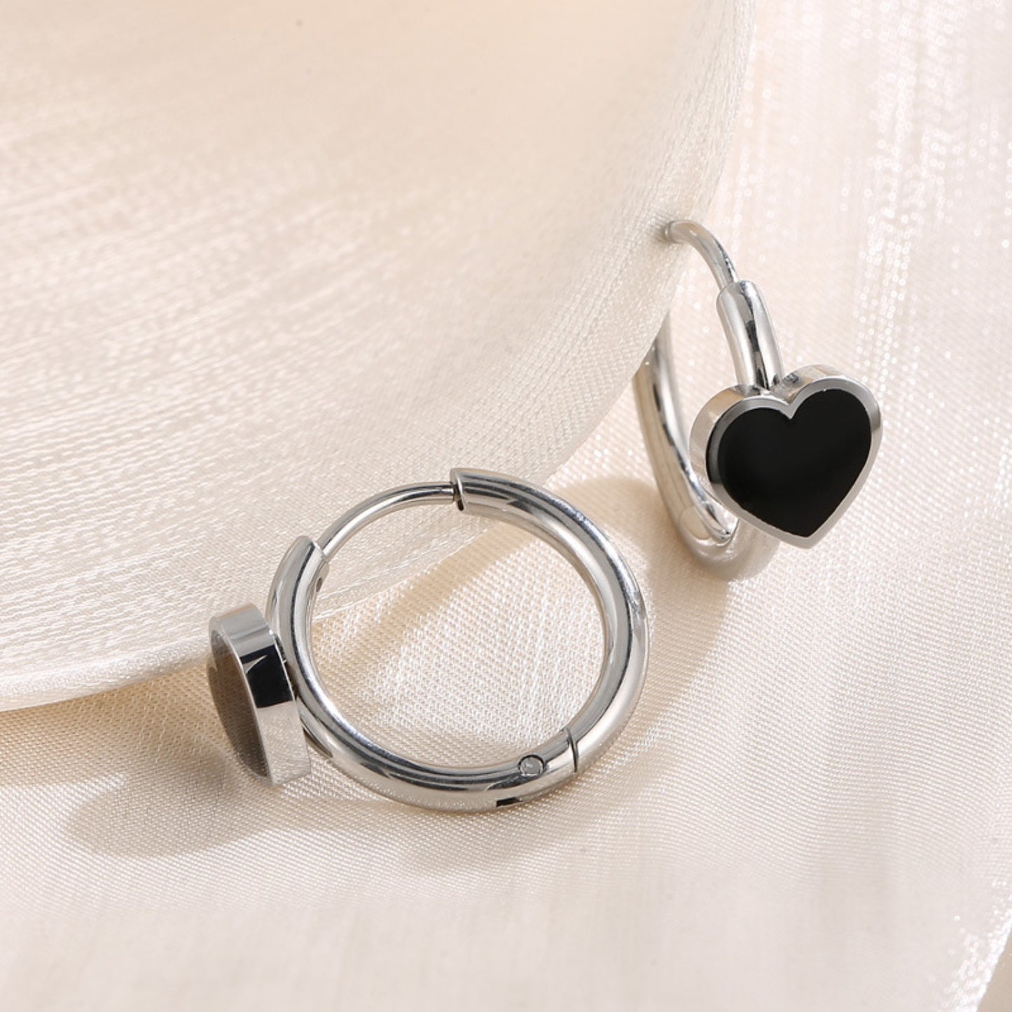 Stainless Steel Heart Huggie Earrings