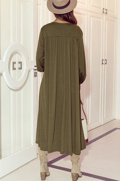 Green Lightweight Long Sleeve Open Front Duster Cardigan