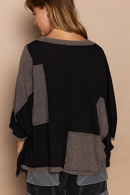 POL Frayed Edge Patchwork Oversized T-Shirt