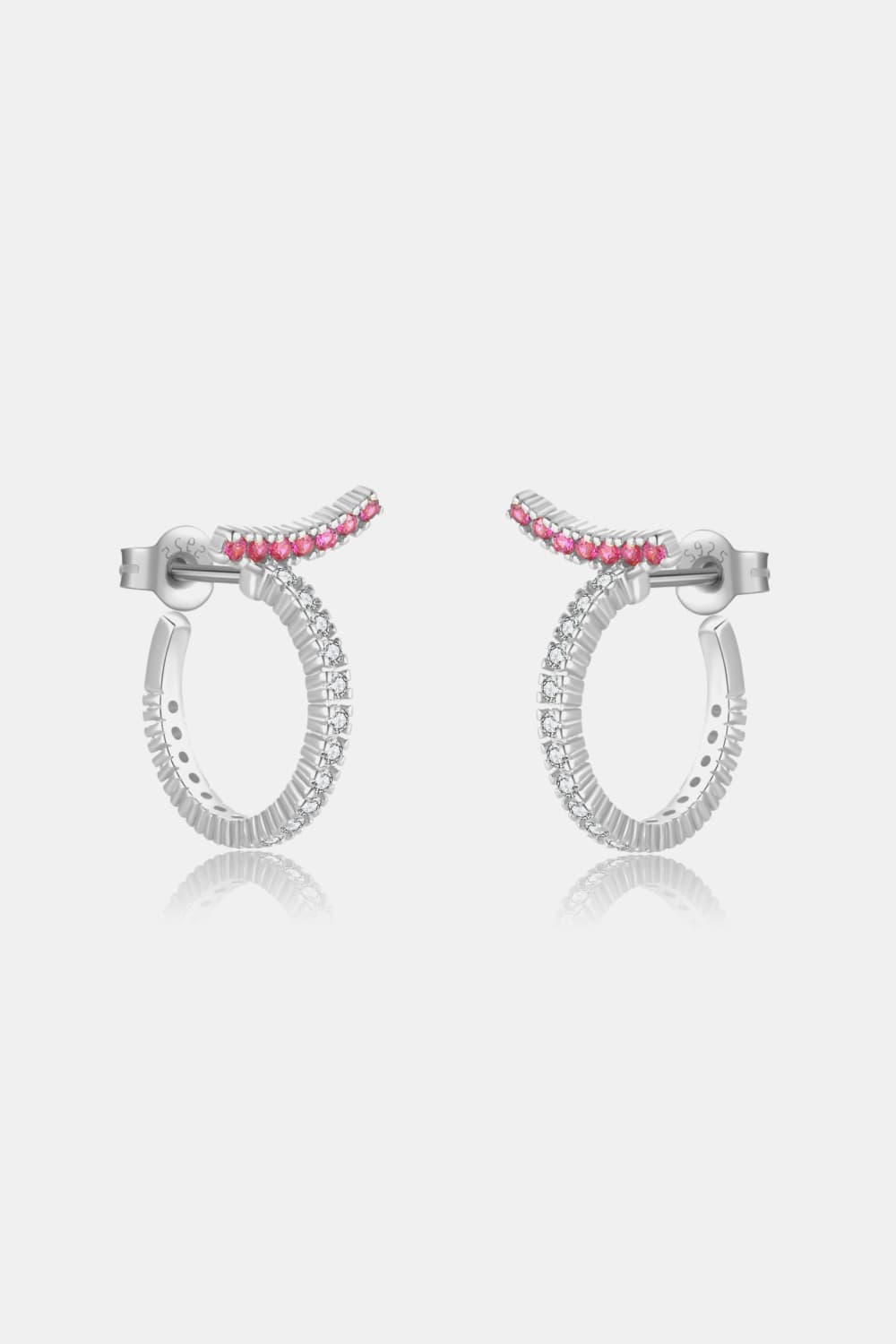 Inlaid Zircon 925 Sterling Silver C-Hoop Earrings