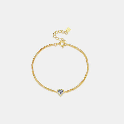 Heart Inlaid Zircon Spring Ring Closure Bracelet