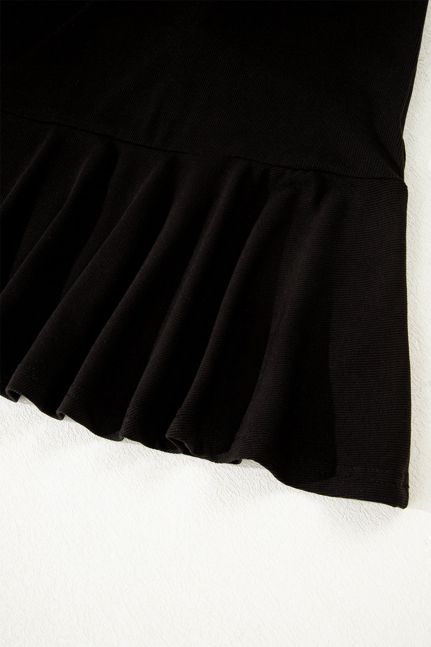 Black Stripe Detail Polo Collar Half Buttons Tied Short Sleeve Shift Mini Dress