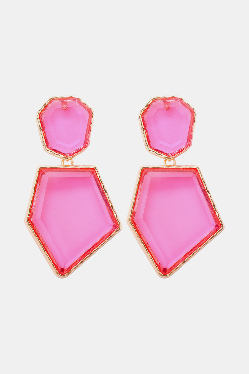 Geometrical Shape Zinc Alloy Frame Resin Dangle Earrings