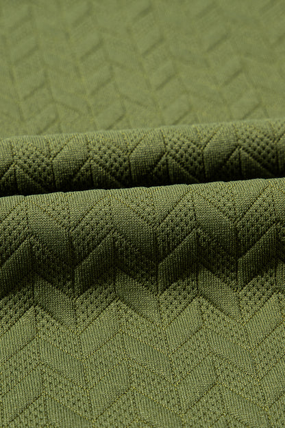 Jungle Green Solid Textured Raglan Sleeve Pullover Sweatshirt